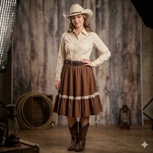 Vintage Rockmount Ranch Wear Brown Western Skirt